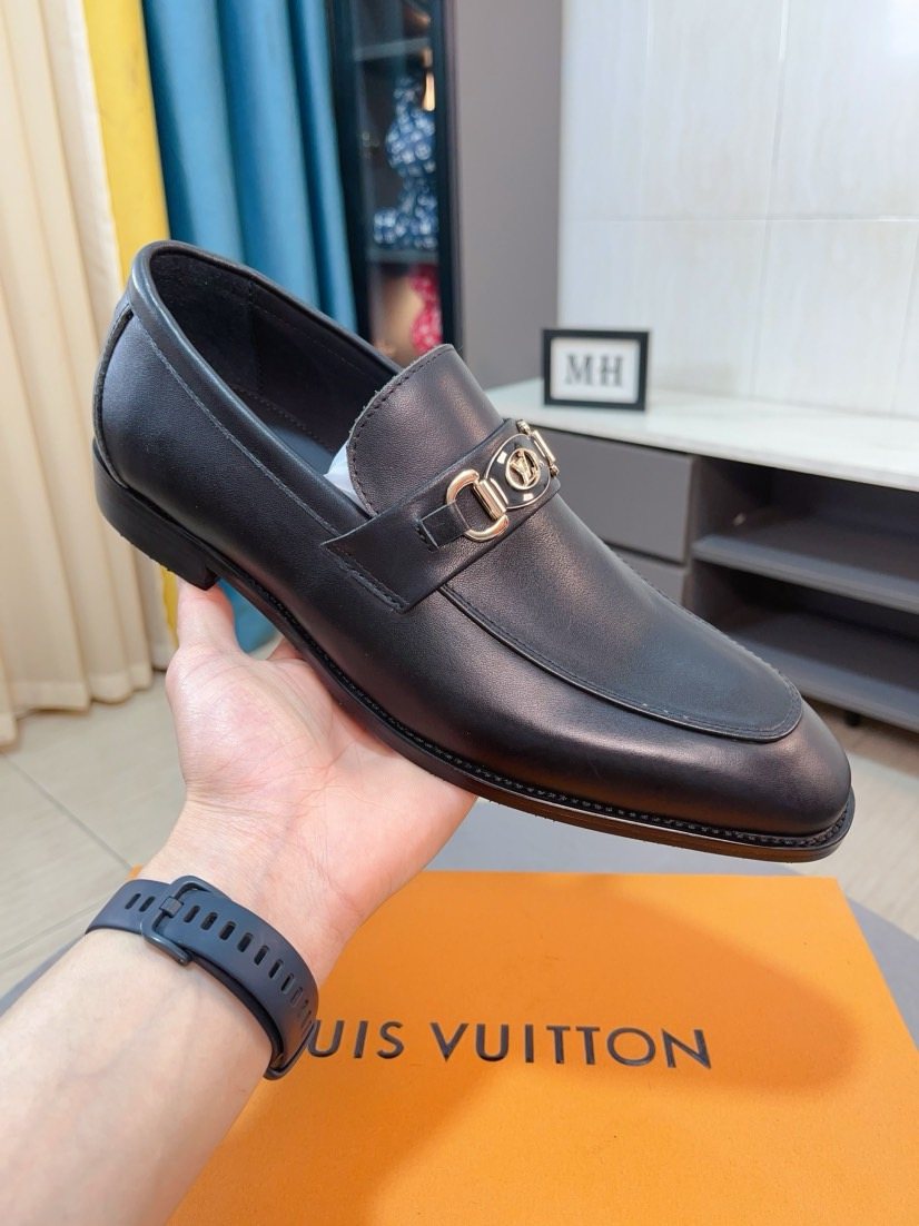 Louis Vuitton Black Hardware Loafers — side