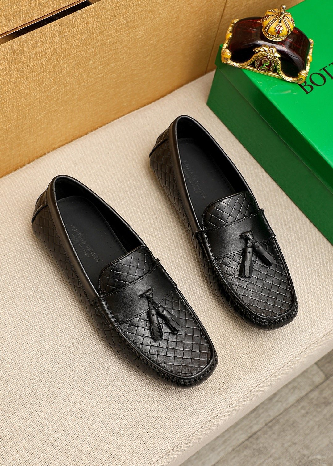 Bottega Veneta Black Tassel Loafers — hero