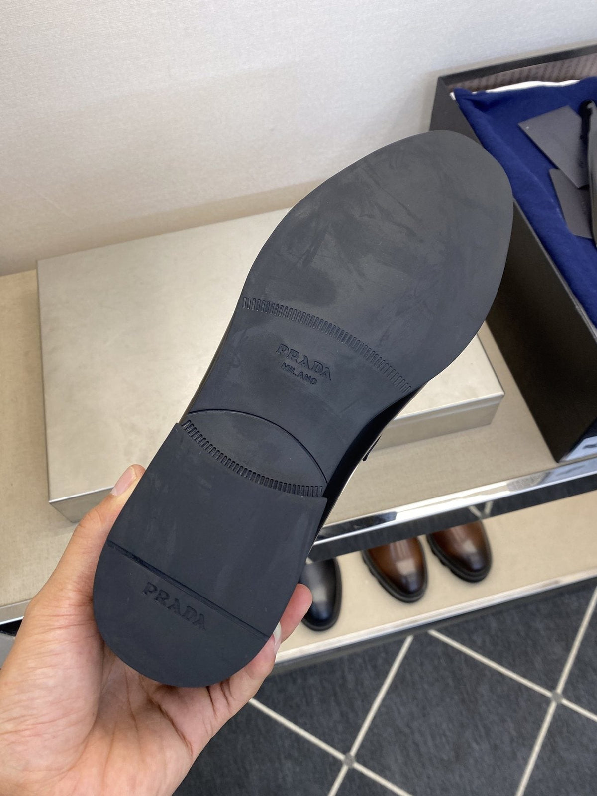Prada Black Leather Loafers — detail
