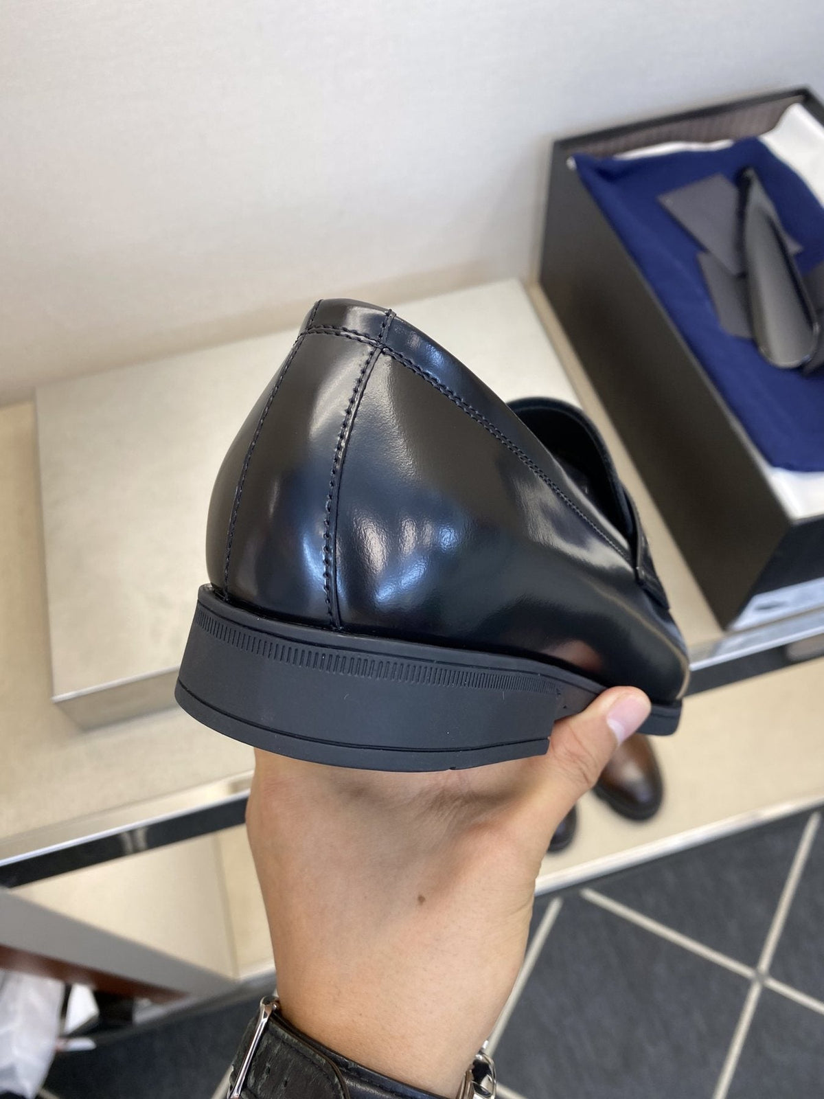 Prada Black Leather Loafers — back