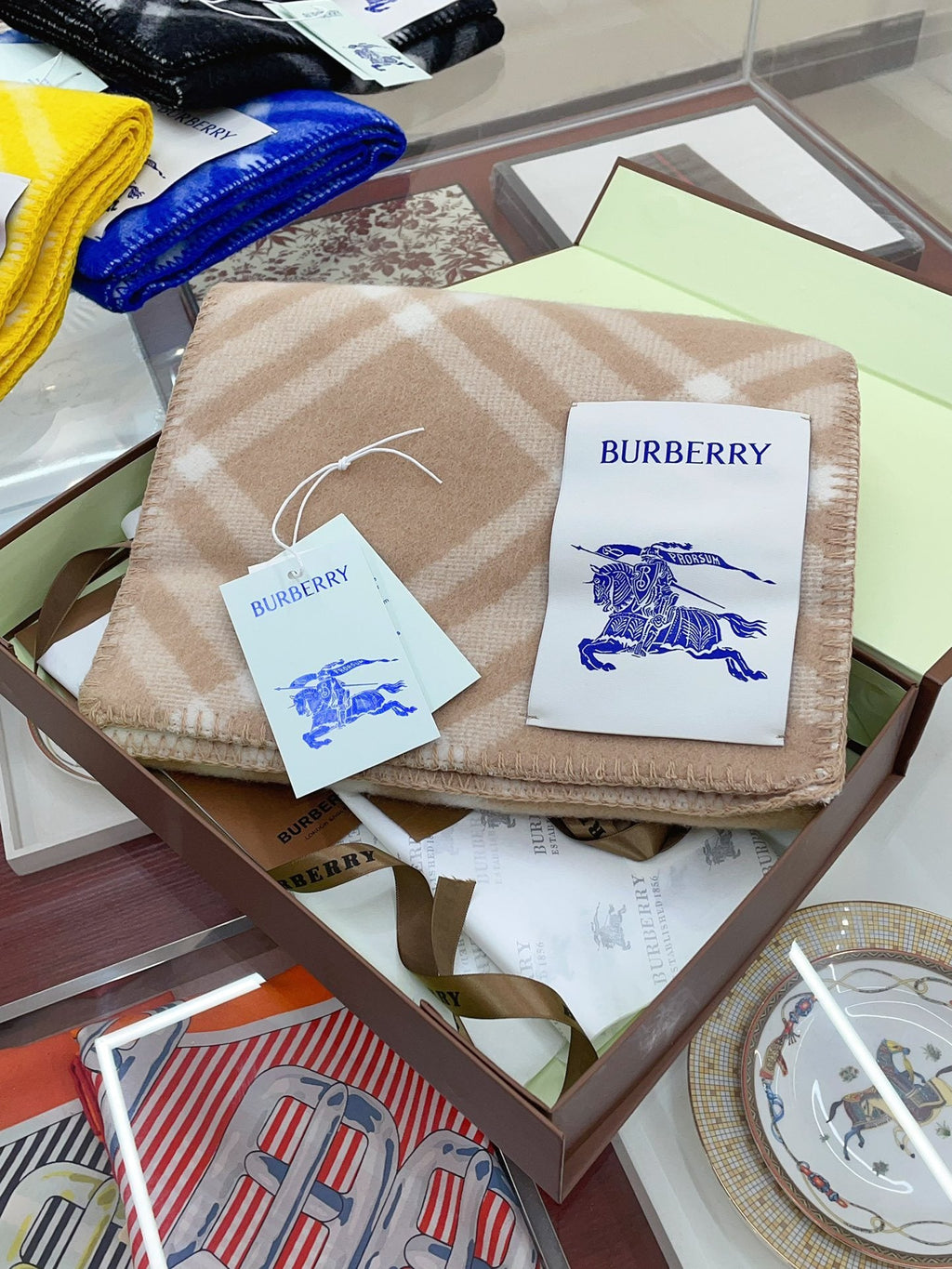 Burberry Beige and White Plaid Scarf — hero