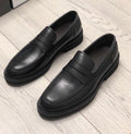 Zegna Black Leather Penny Loafers — hero