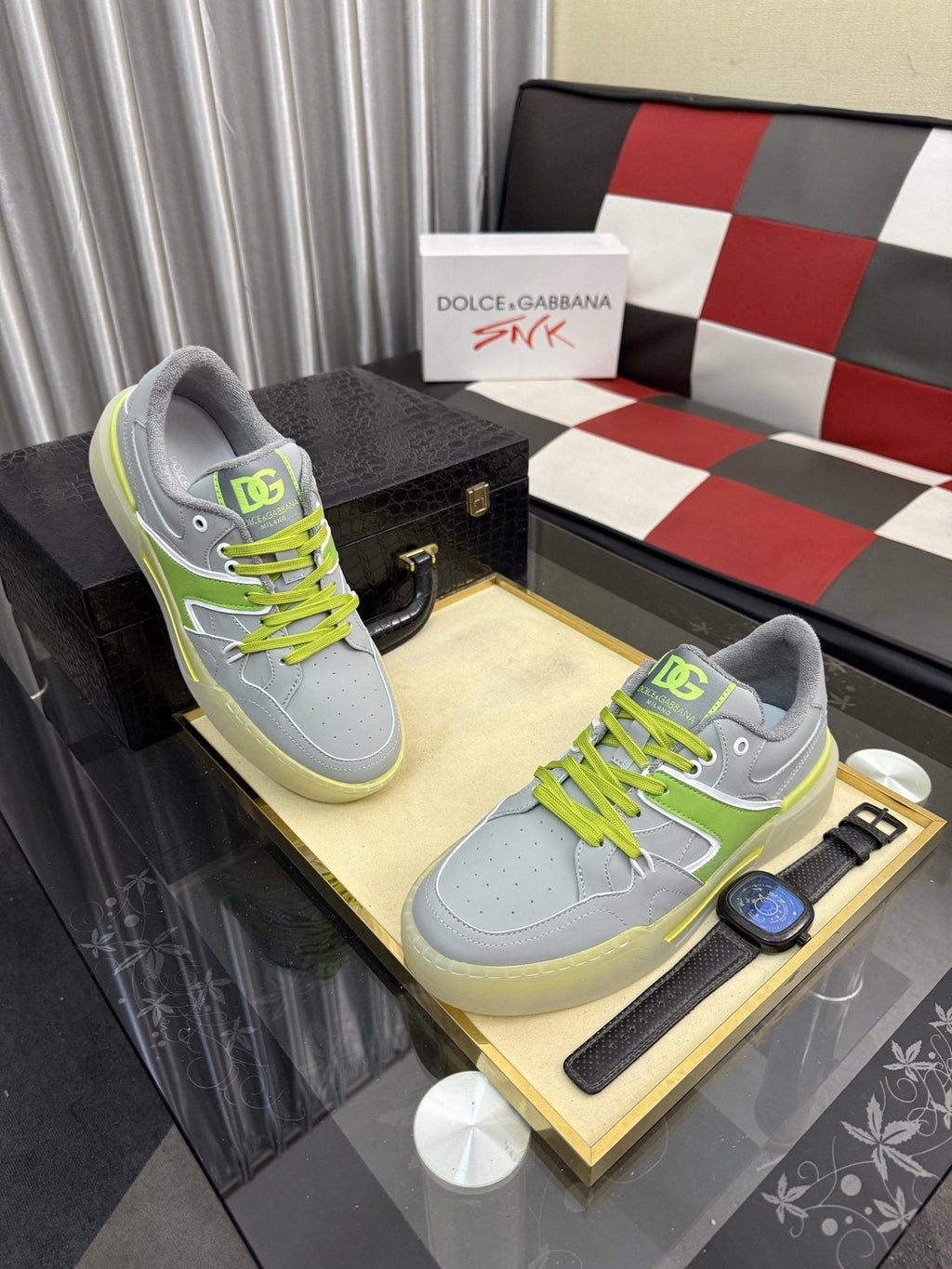 Dolce & Gabbana Lime Accent Low-Top Sneakers — front