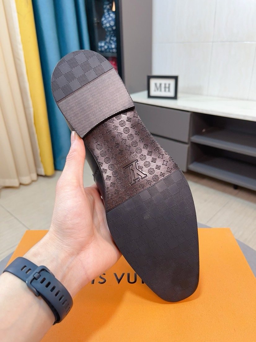 Louis Vuitton Black Metal-Bit Loafers — side