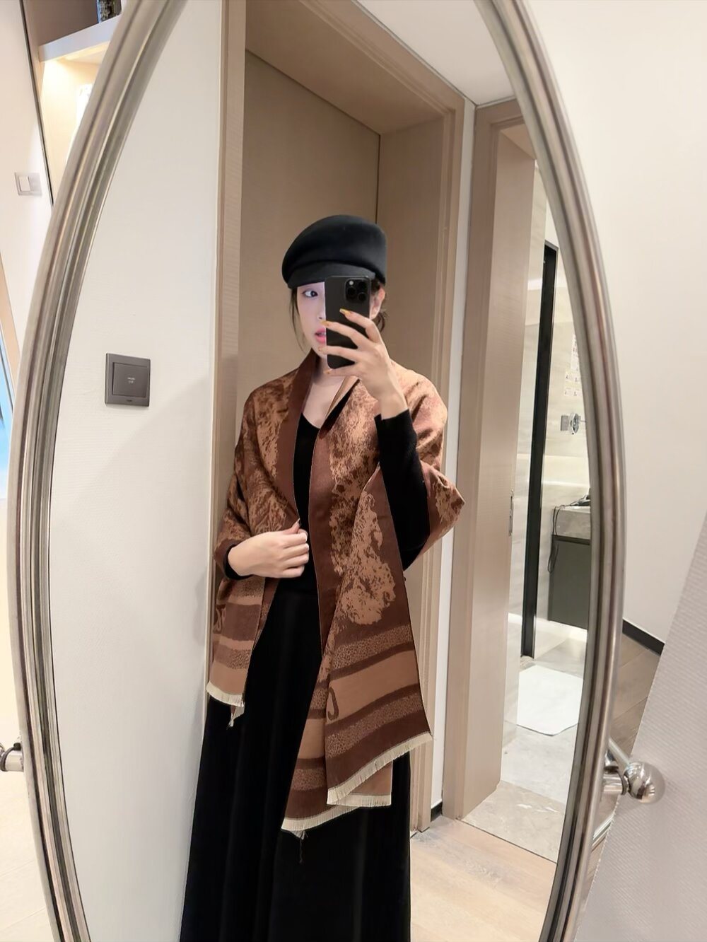 Dior Animal & Foliage Fringed Scarf — model