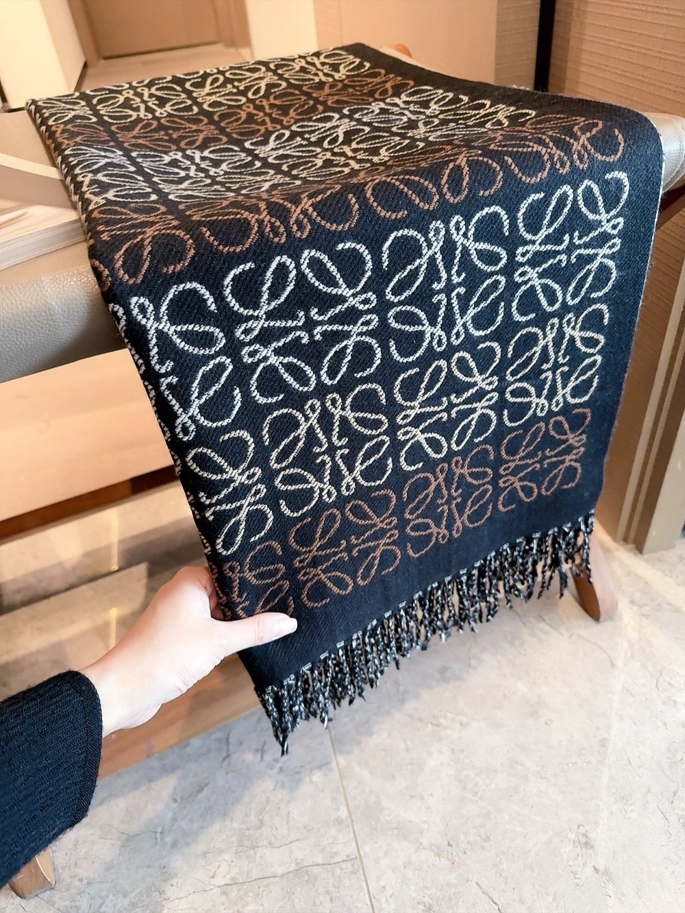Patterned Fringe Scarf — detail
