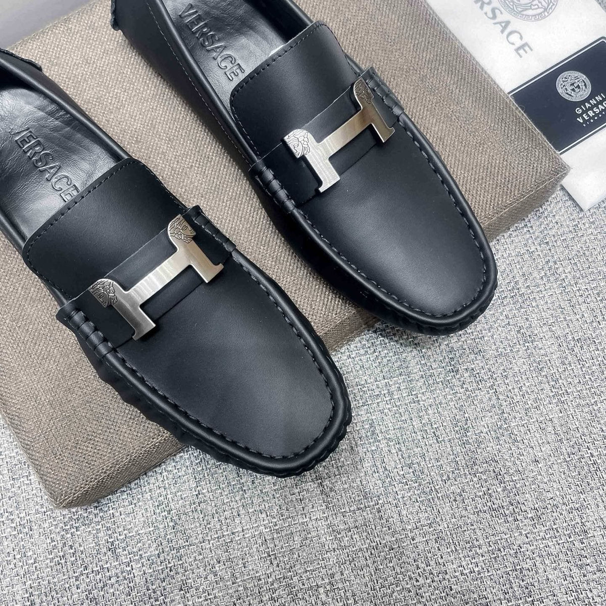 Versace Black Bar Loafers — front
