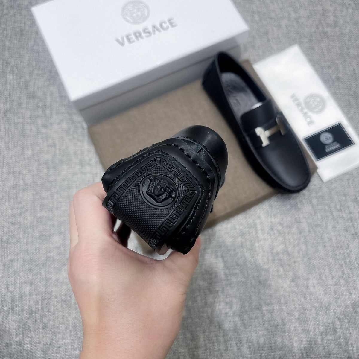 Versace Black Bar Loafers — detail