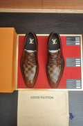 Louis Vuitton Brown Checkered Lace-Up Dress Shoes — hero