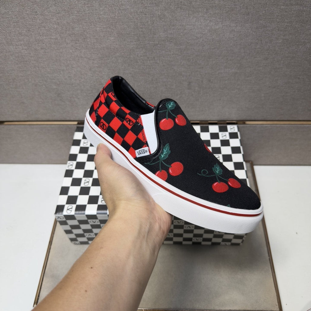 Vans Cherry Checkerboard Slip-On Shoes — model
