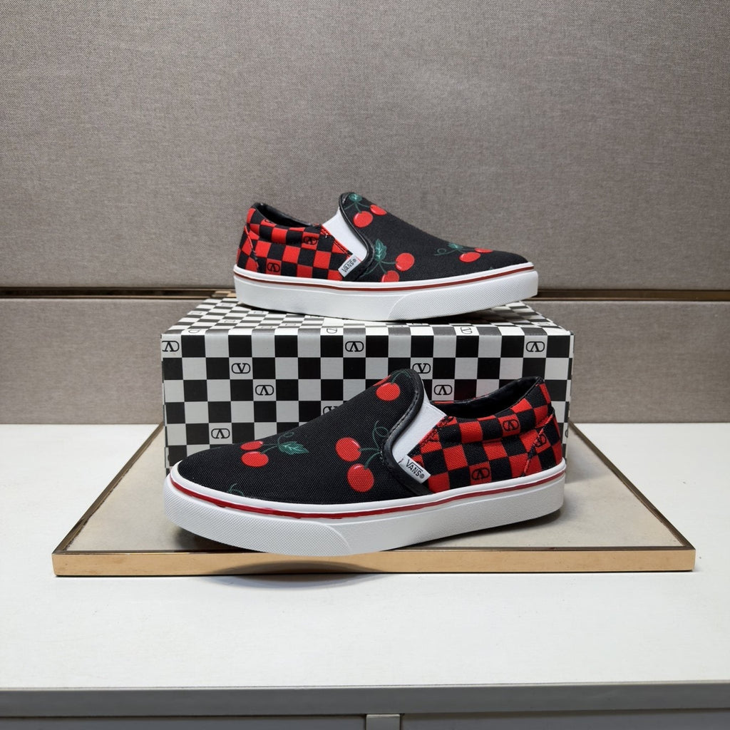 Vans Cherry Checkerboard Slip-On Shoes — side