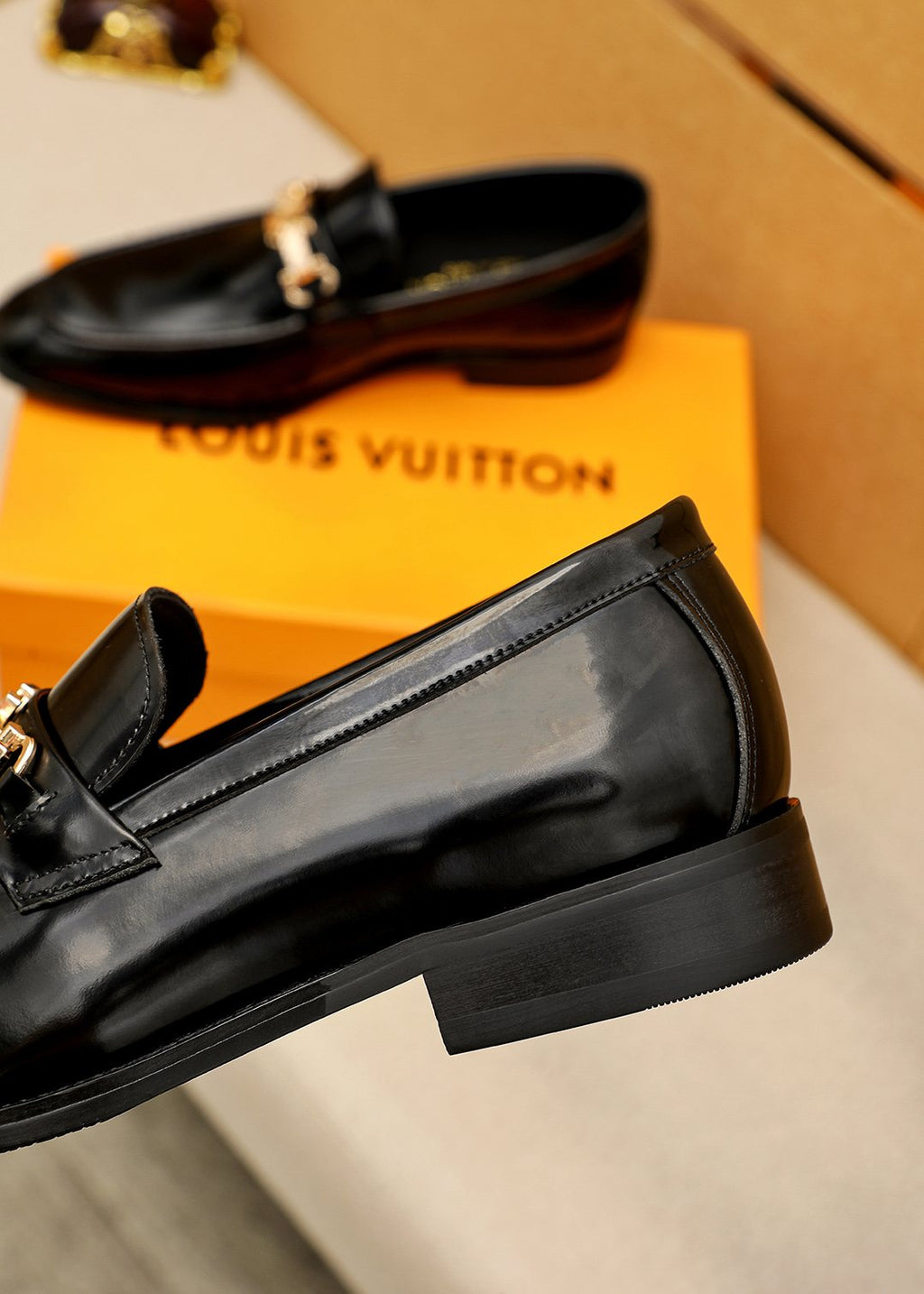 Louis Vuitton Black Buckle Loafers — detail