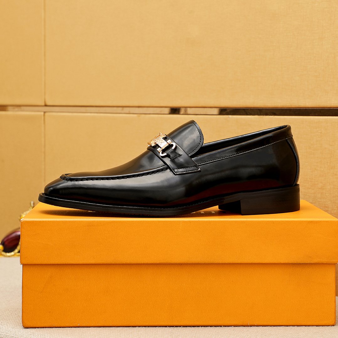 Louis Vuitton Black Buckle Loafers — side