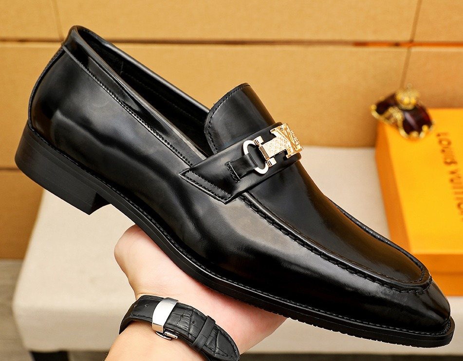 Louis Vuitton Black Buckle Loafers — front