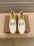 Versace Cream White Gold-Tone Loafers — hero