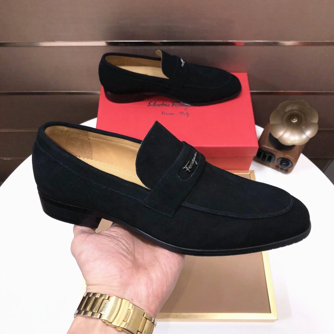 Ferragamo Black Slip-On Loafers — model