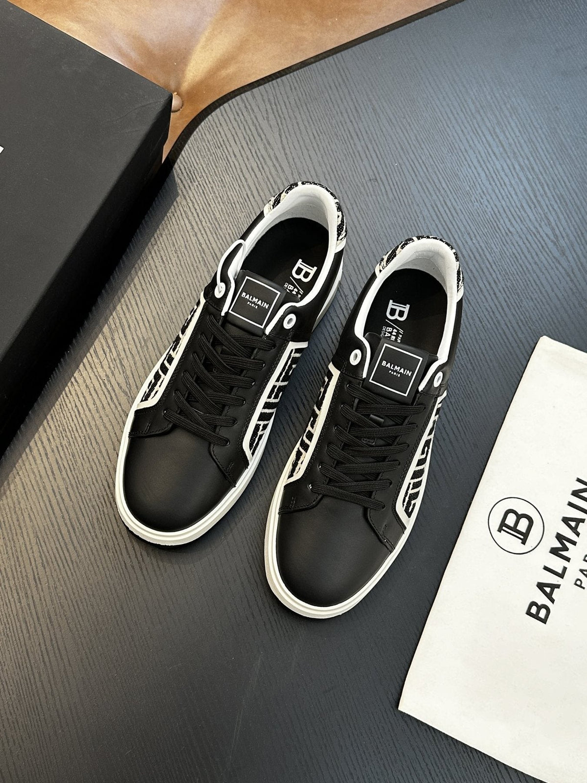 Balmain B-Skate Black and White Sneakers — front