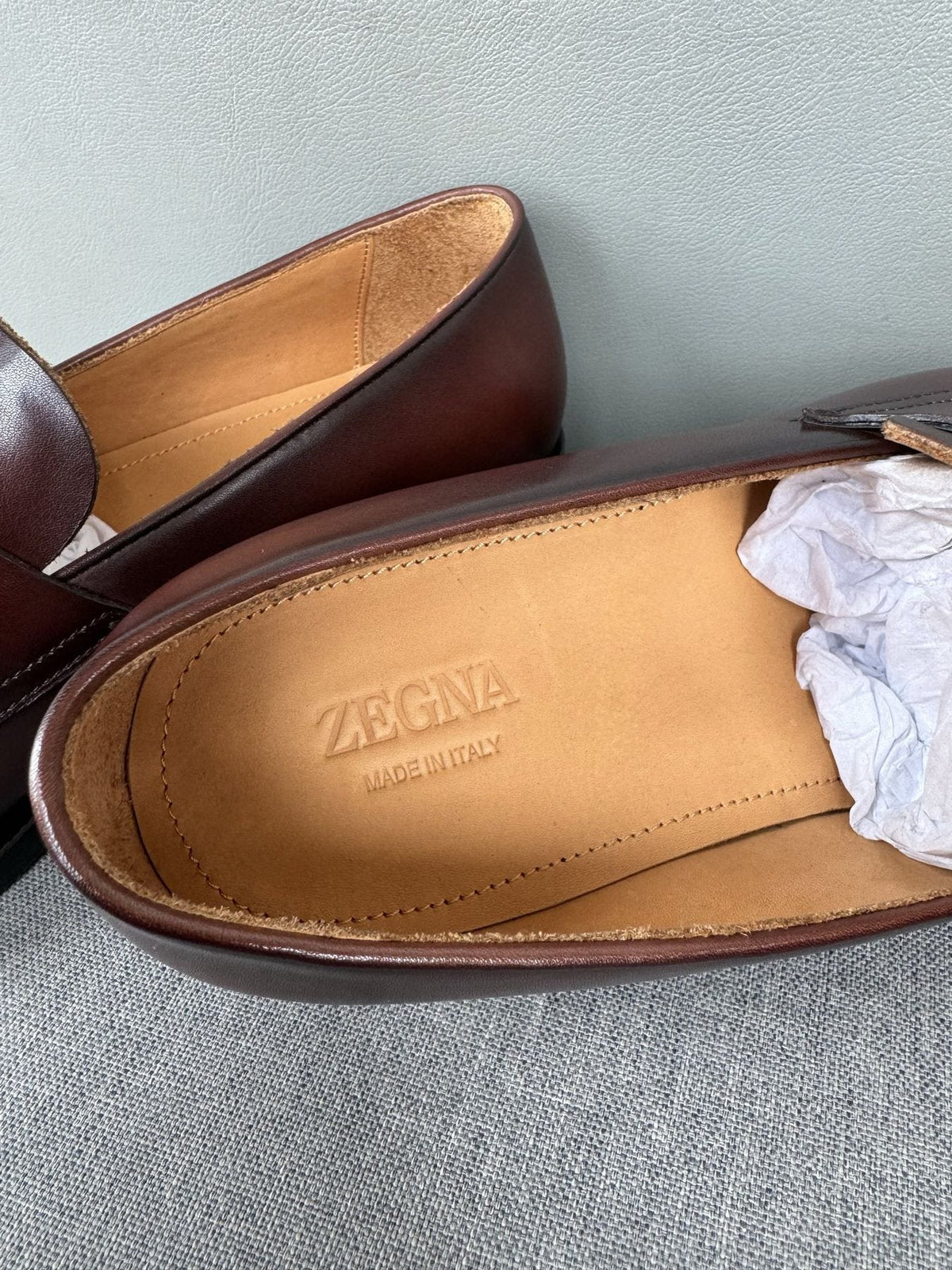 ZEGNA Dark Brown Penny Loafers — front