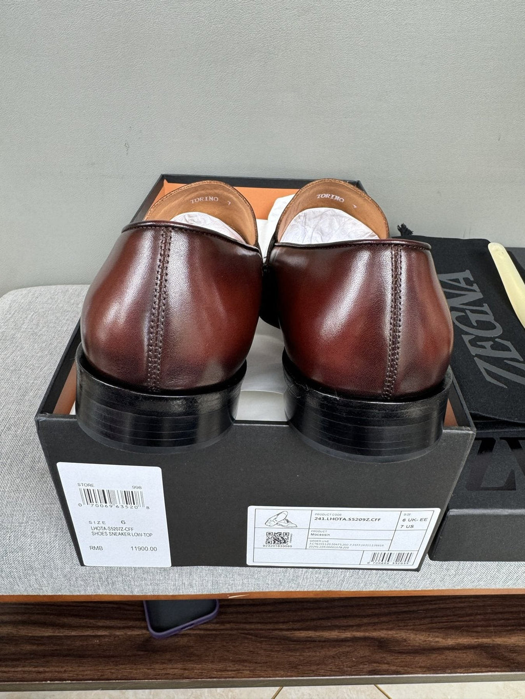 ZEGNA Dark Brown Penny Loafers — detail