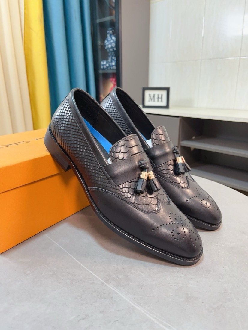 Louis Vuitton Black Tassel Loafers — front