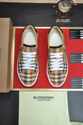 Burberry Beige Check Low-Top Sneakers — hero