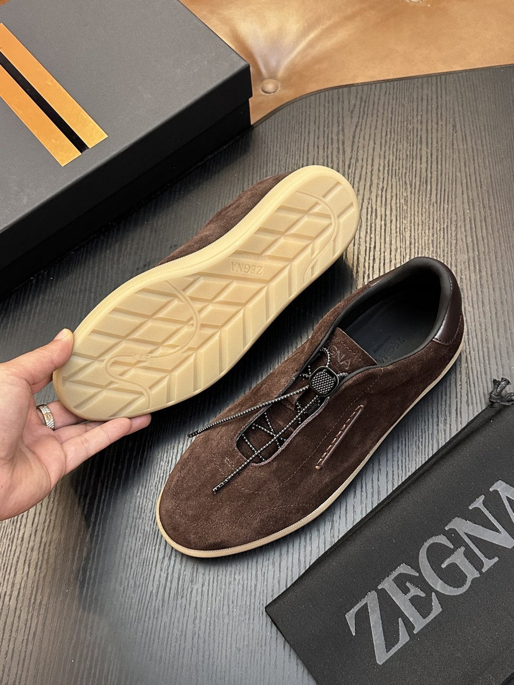 Zegna Triple Stitch Slip-On Sneakers — side