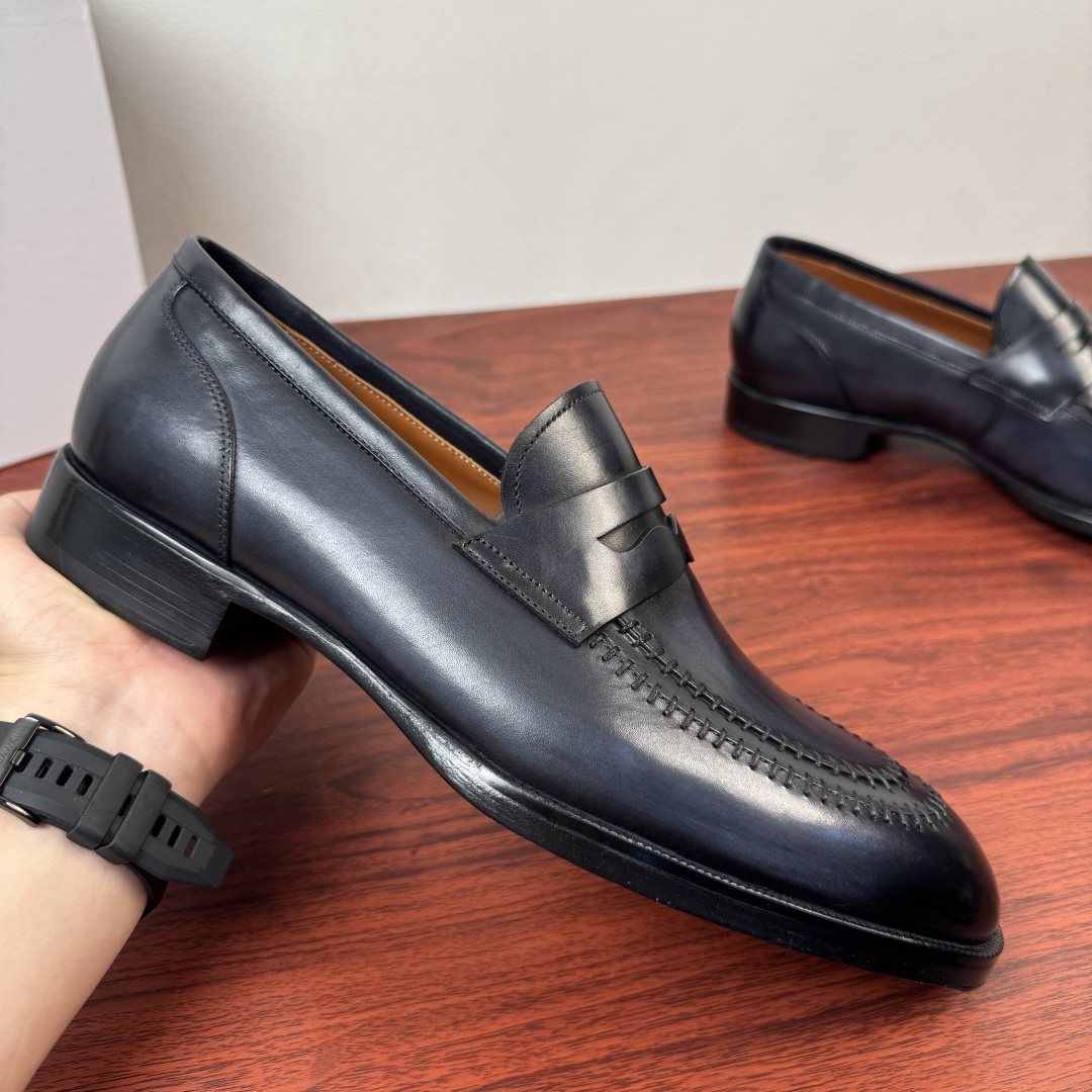 Berluti Burnished Penny Loafers — detail