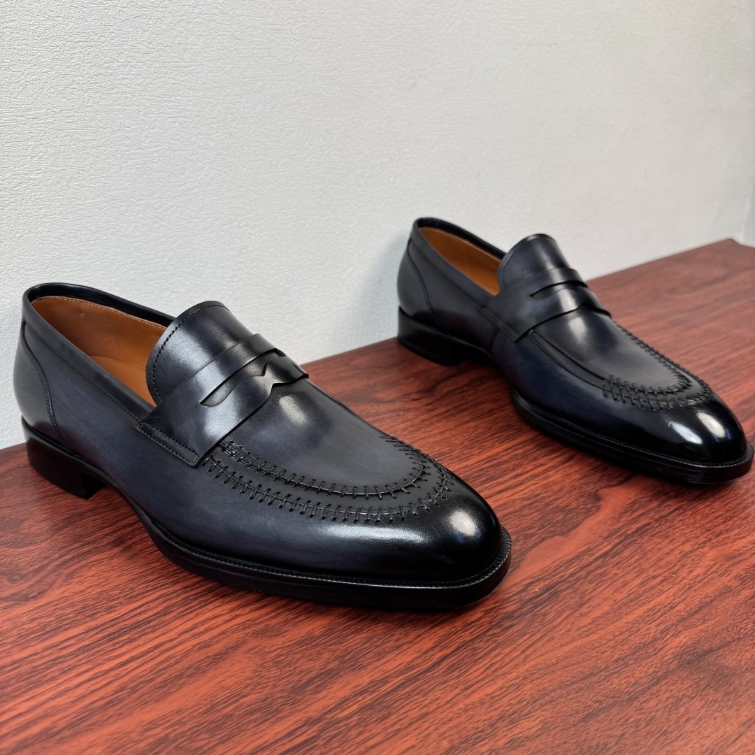 Berluti Burnished Penny Loafers — front