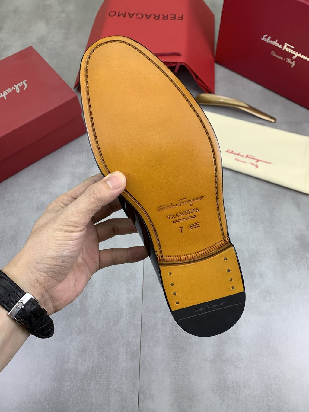 Salvatore Ferragamo Leather Horsebit Loafers — back