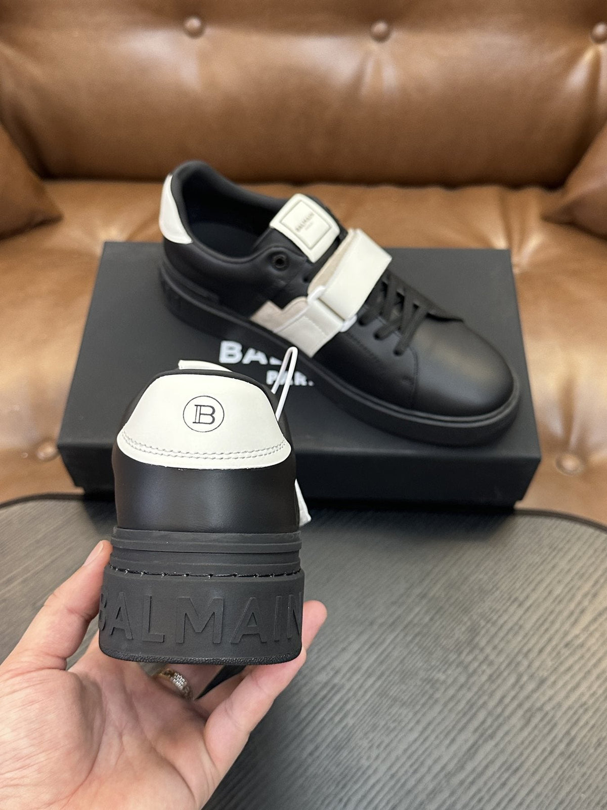 Balmain B-Skate Strap Sneakers — back