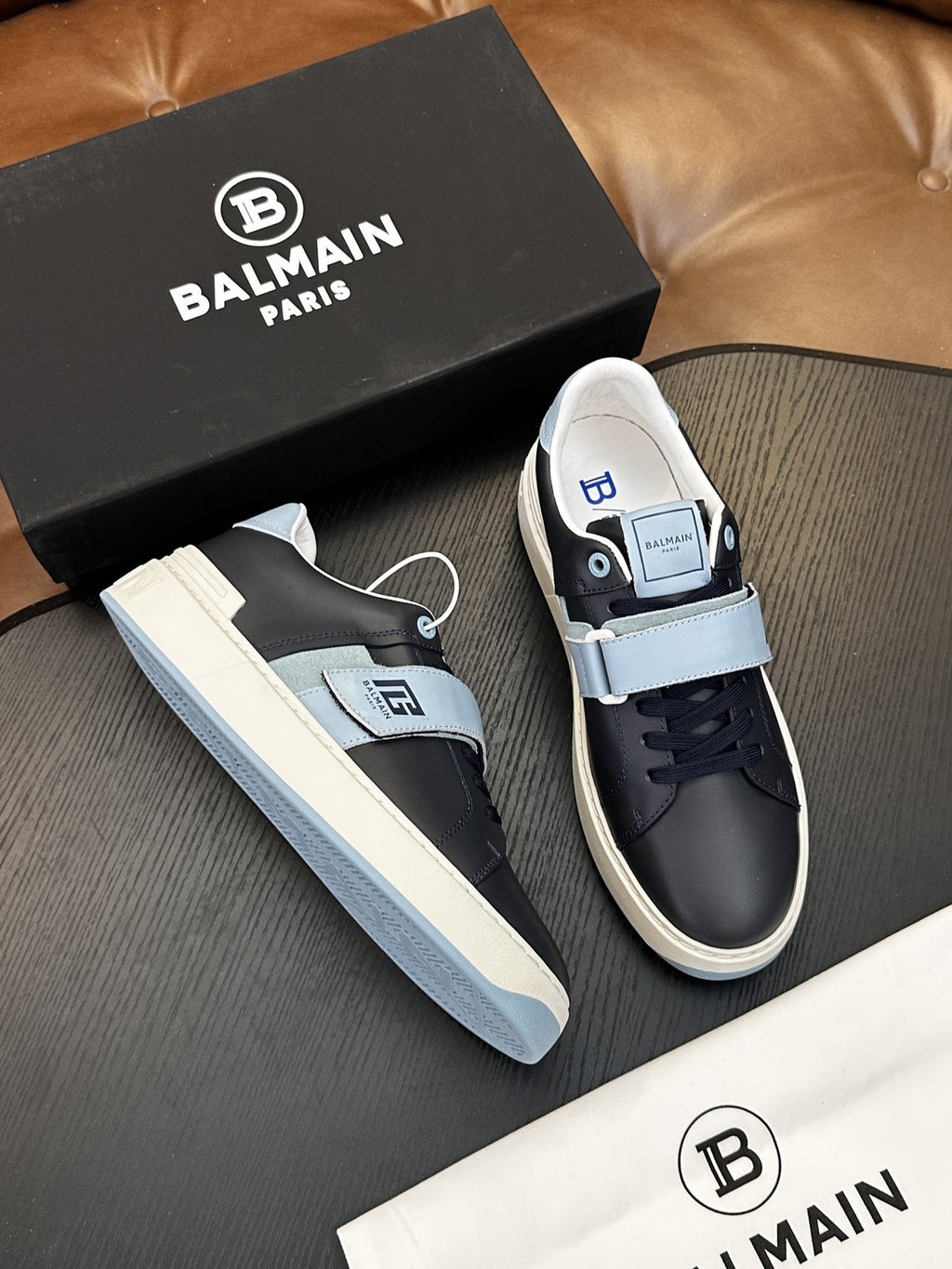 Balmain B-Skate Strap Sneakers — side