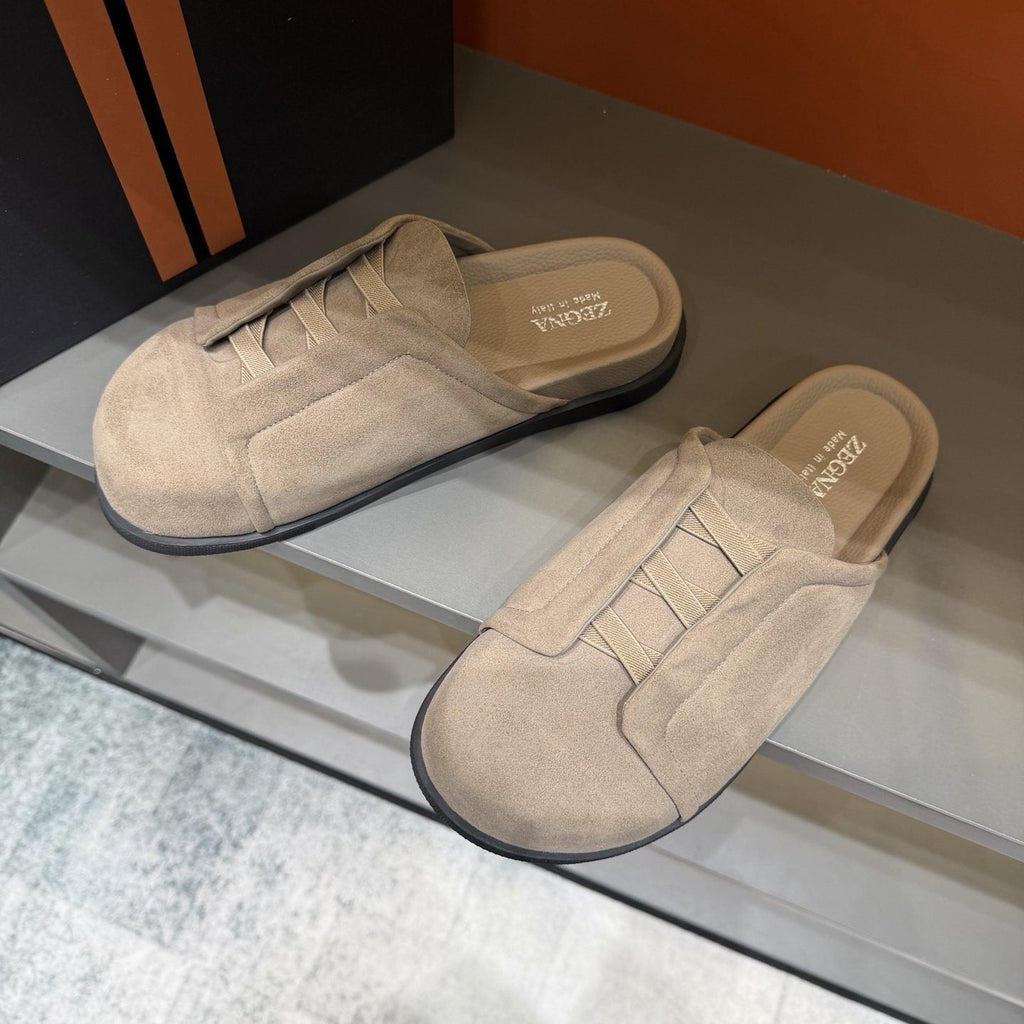 Zegna Layered Vamp Slide Sandals — front