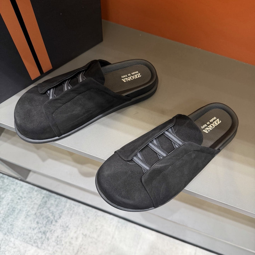Zegna Layered Vamp Slide Sandals — front
