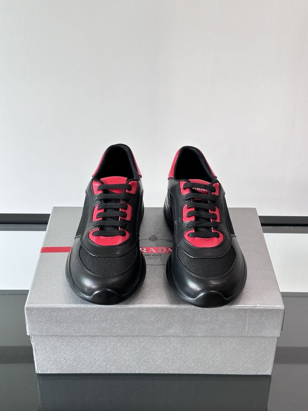 Prada Men's Low-Top Leather Sneakers — front
