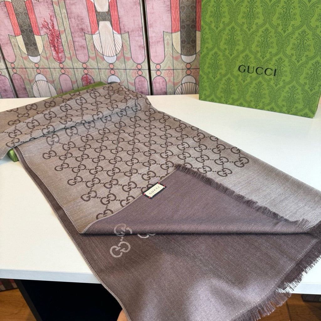 Gucci Fringed Monogram Scarf — front