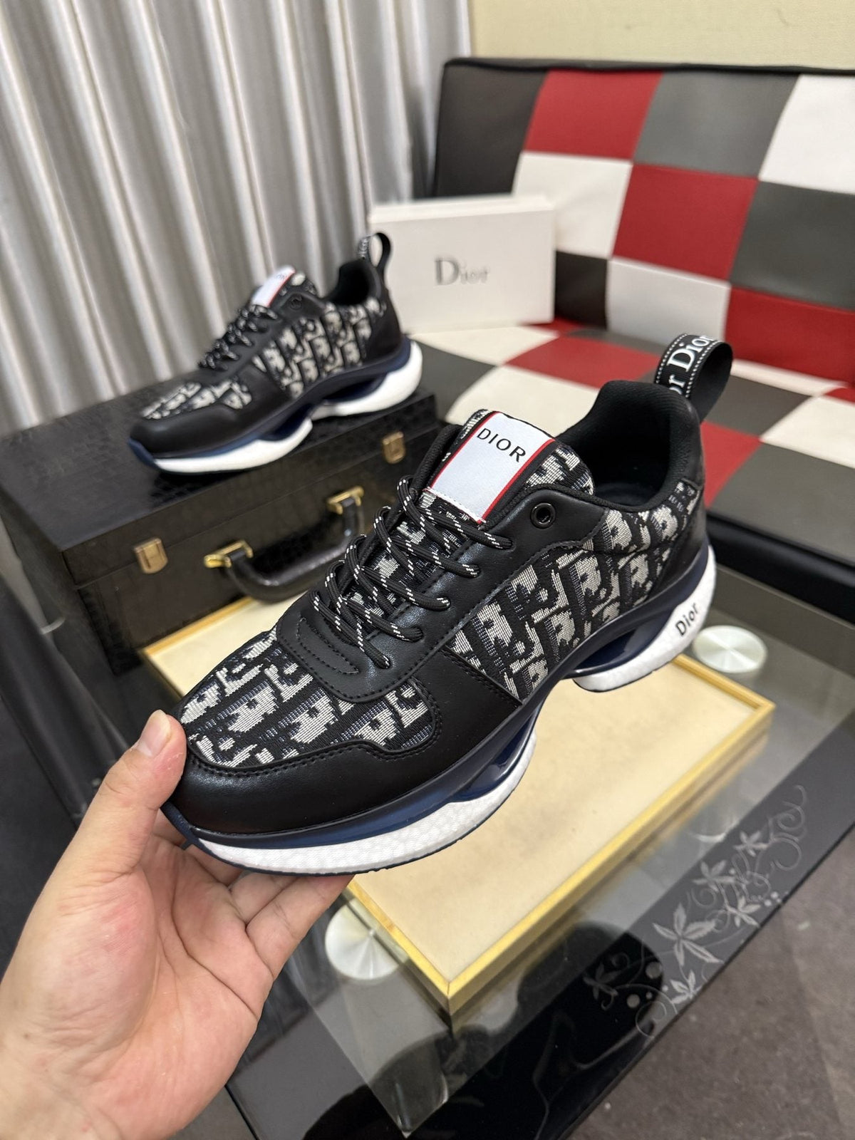 Dior Patterned Panel Sneakers — side