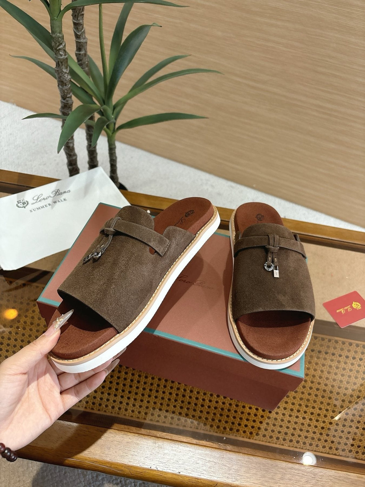 Loro Piana Cross-Strap Mule Sandals — front