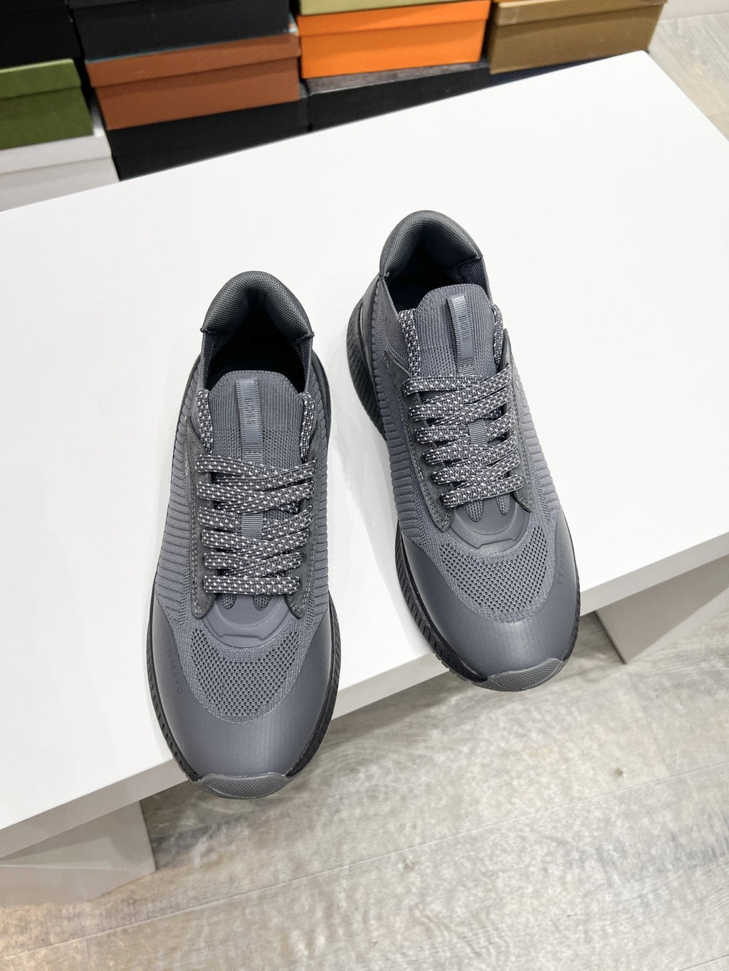 BOSS Knit Ribbed-Sole Sneakers — side