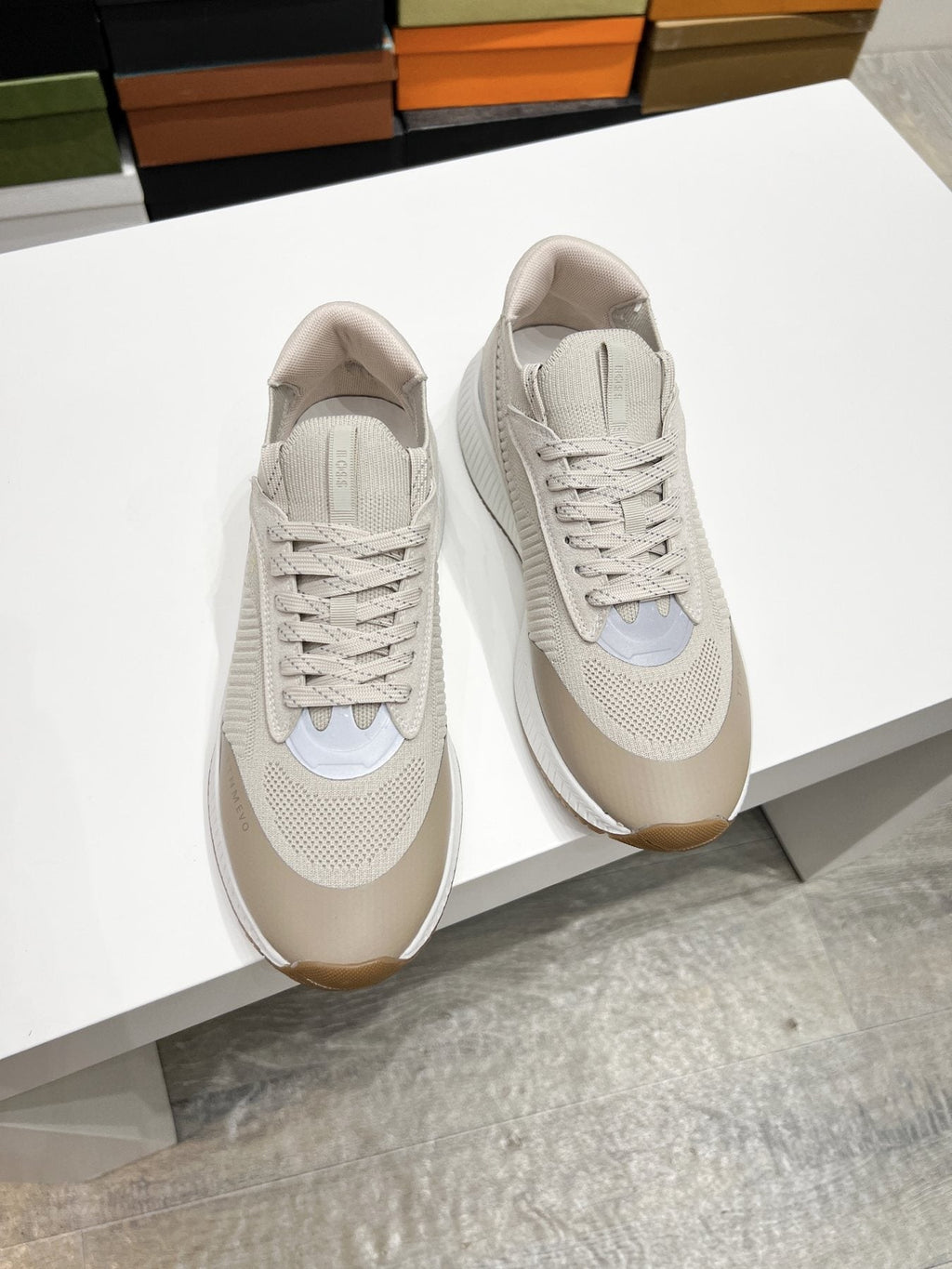 BOSS Knit Ribbed-Sole Sneakers — front