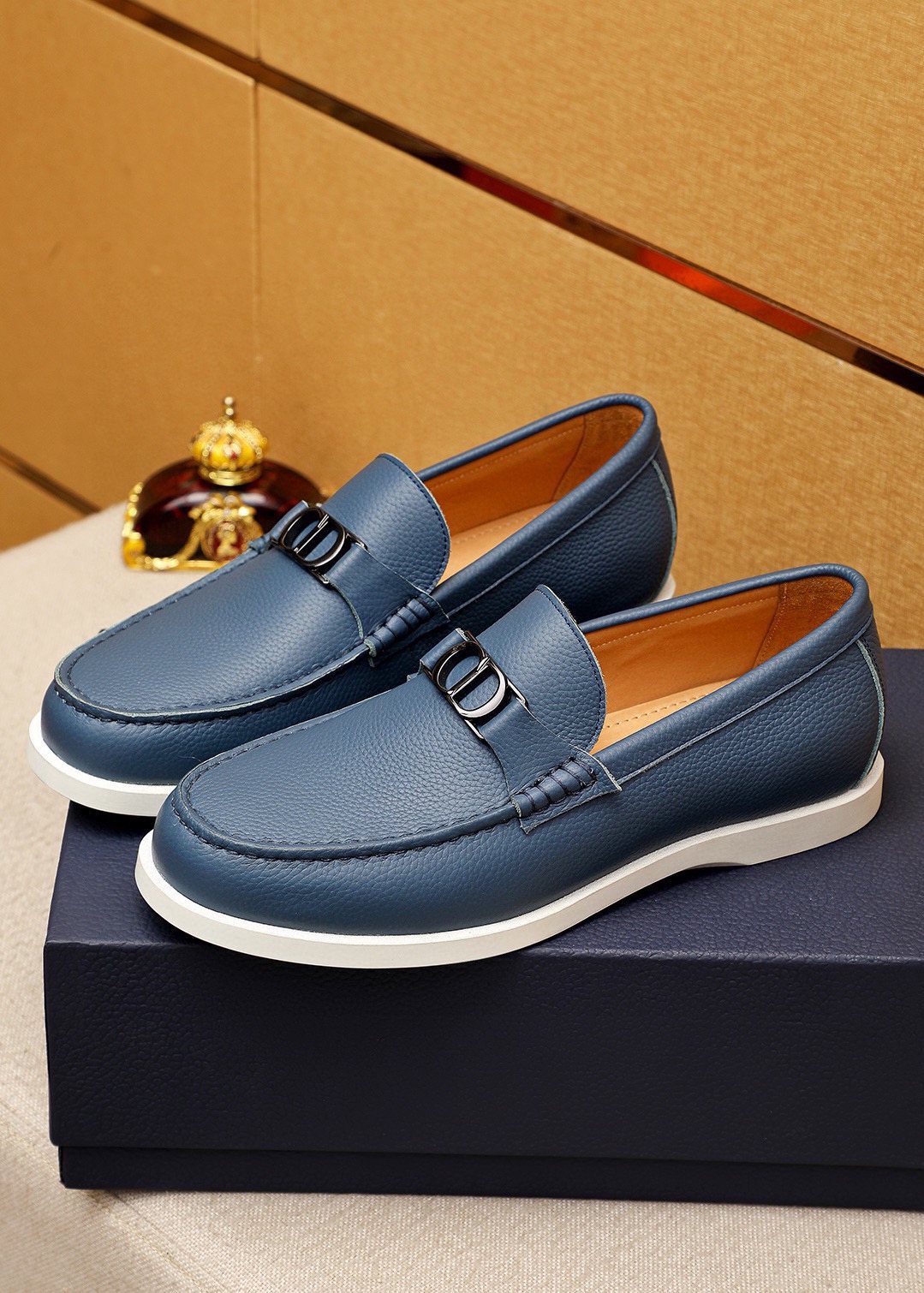 Dior Textured Leather Slip-On Shoes — front