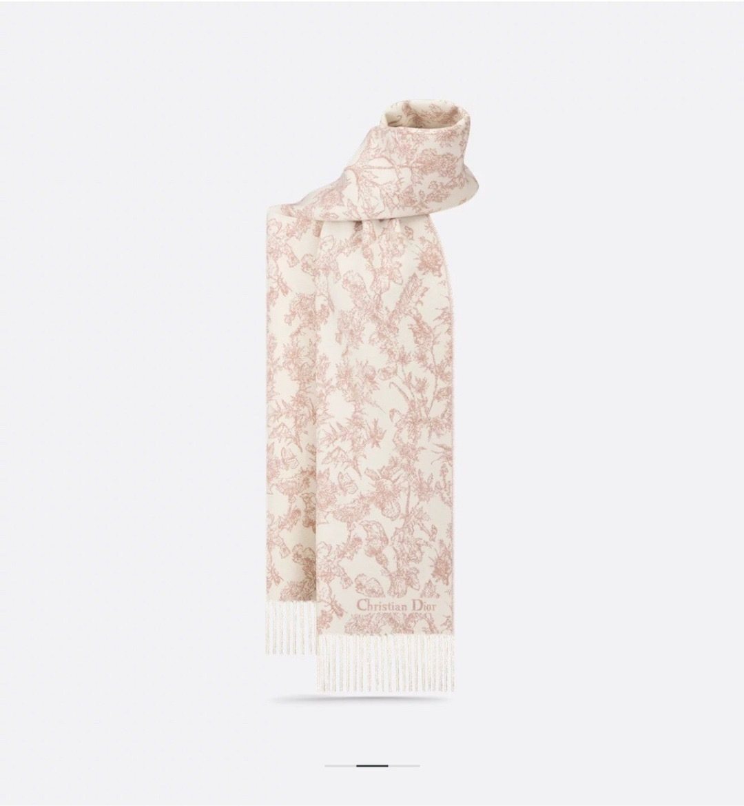 Dior Botanical Toile Fringed Scarf — front