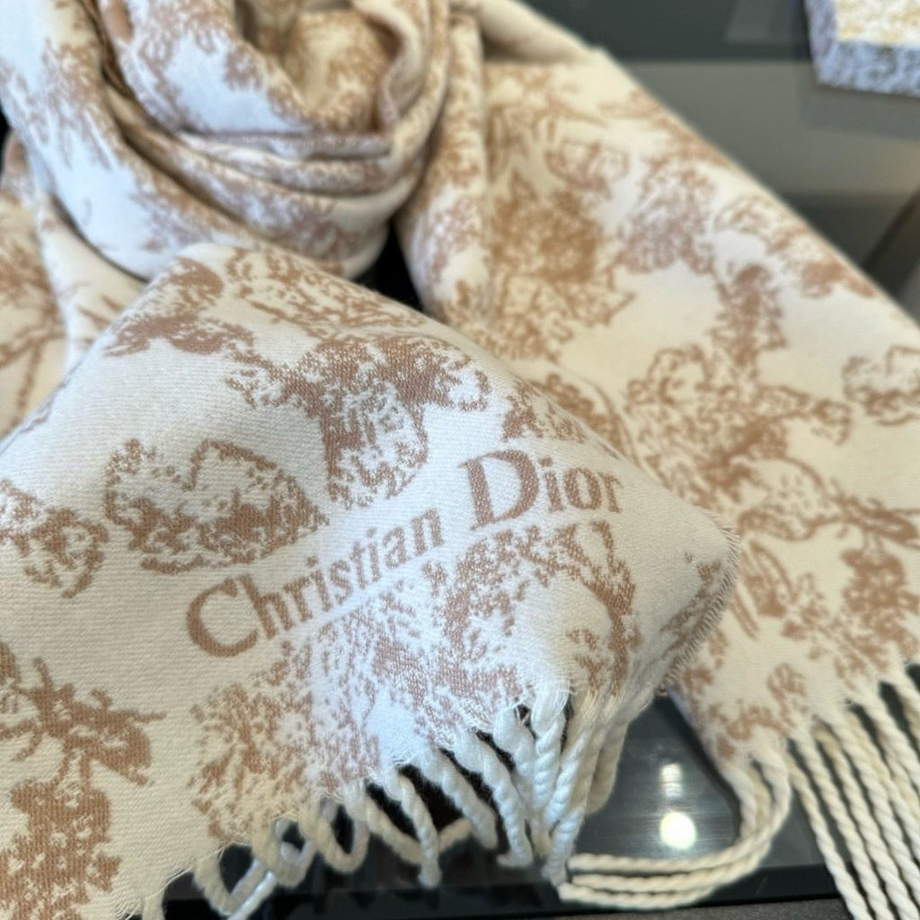 Dior Botanical Toile Fringed Scarf — front