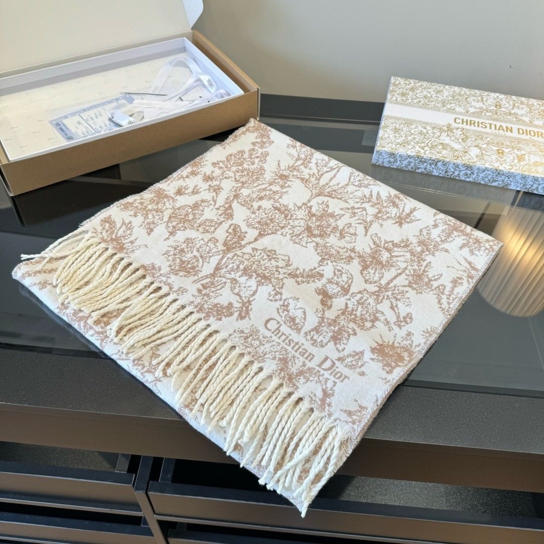 Dior Botanical Toile Fringed Scarf — front