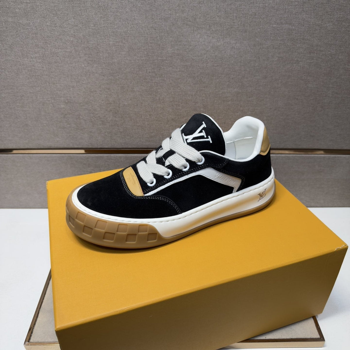 Louis Vuitton Black & White Low-Top Sneakers — side