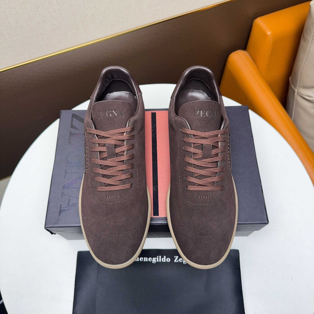 ZEGNA Suede Low-Top Sneakers — front