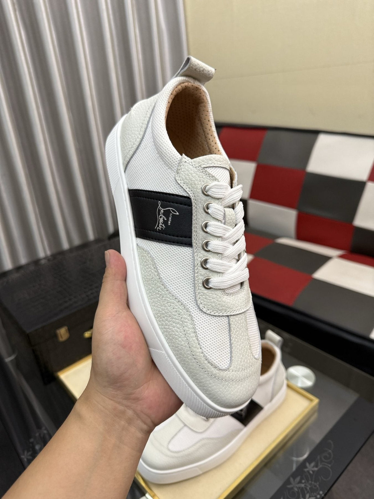 Christian Louboutin Script-Accent Low-Top Sneakers — side