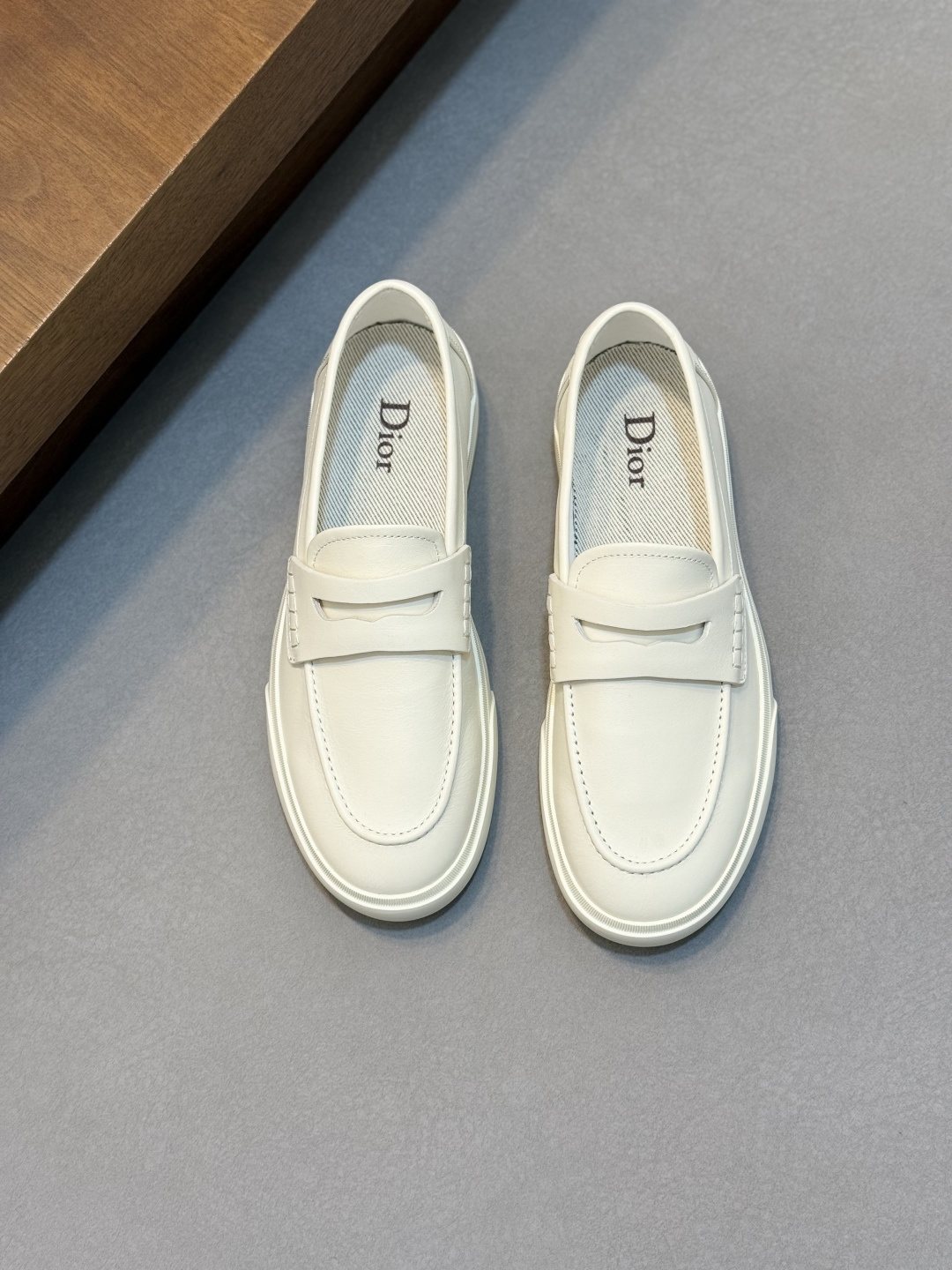 Dior Leather Strap Slip-On Shoes — front