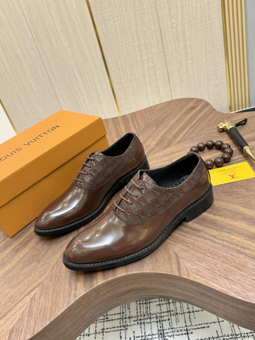 Louis Vuitton Textured Vamp Lace-Up Dress Shoes — front
