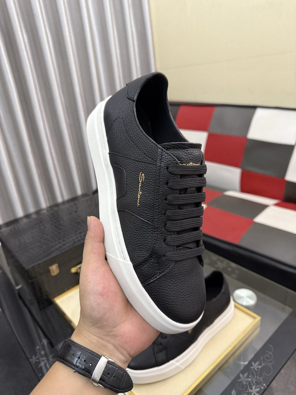 Santoni Textured Low-Top Sneakers — side