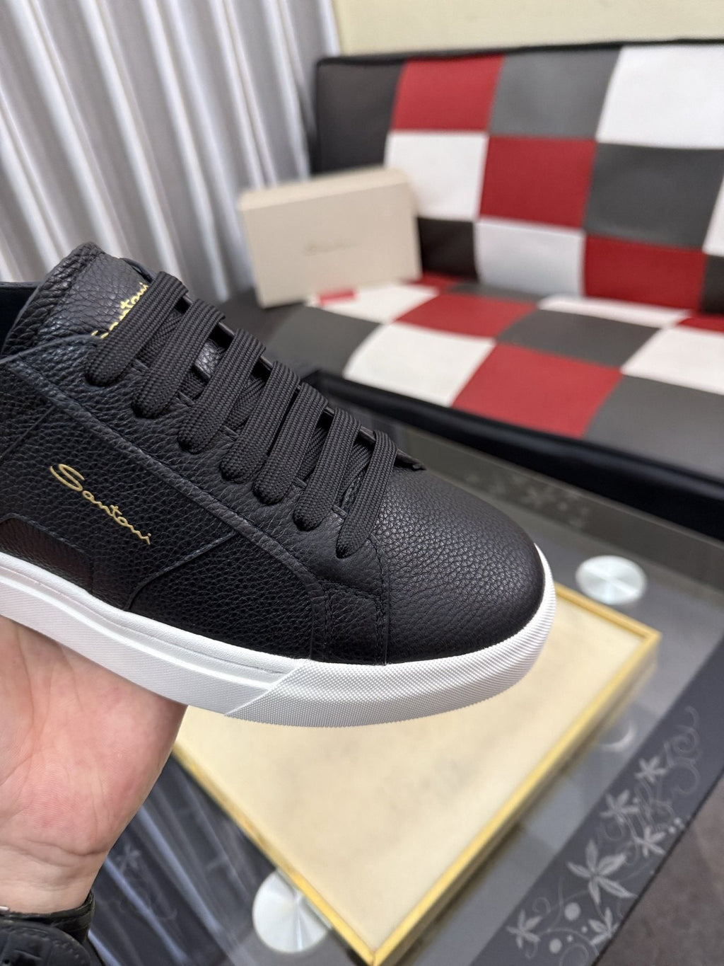 Santoni Textured Low-Top Sneakers — side